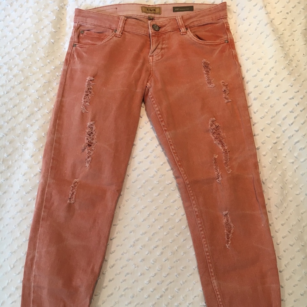 STS Blue stretchy cuffed ripped jeans